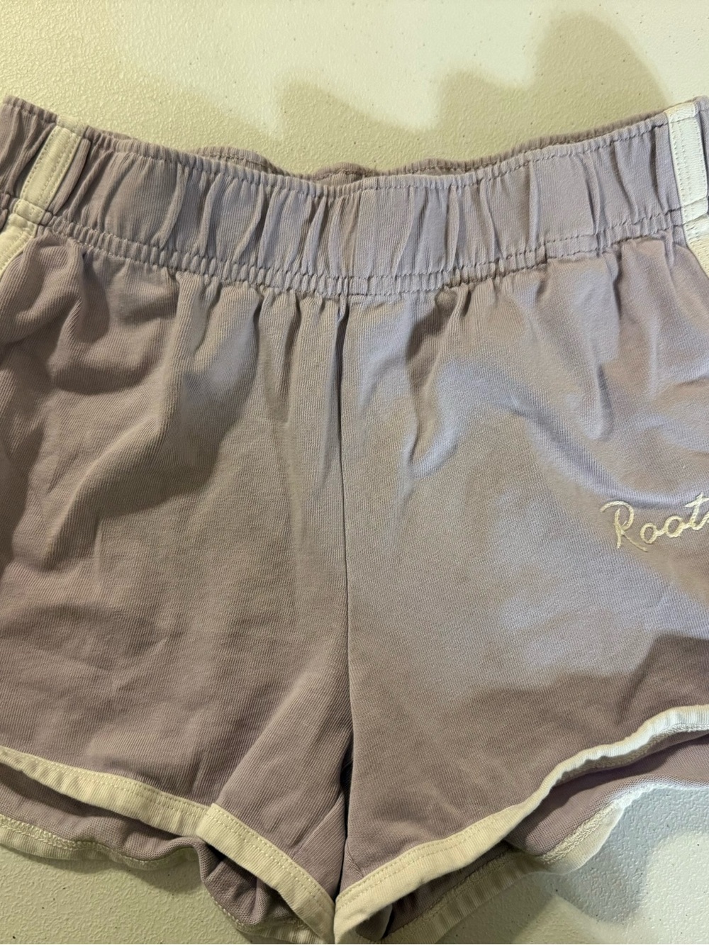 Roots Kids size 14 Lavender Athletic Shorts Dolphin Style Elastic Waistband